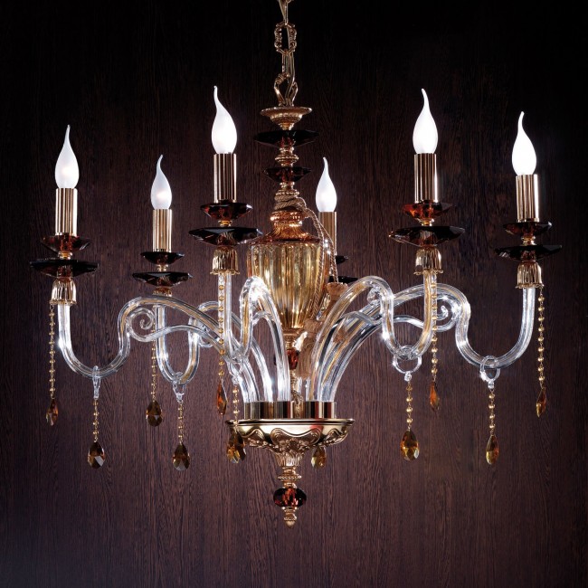 Люстра Euroluce Elsa L6 gold Topaz Люстра Euroluce Elsa L6 gold Topaz