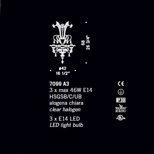 Бра De Majo 7099 A3 070990A30 Бра De Majo 7099 A3 070990A30