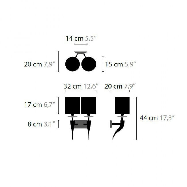 Бра Ilfari Loving Arms W2 11644 02 Black shades Бра Ilfari Loving Arms W2 11644 02 Black shades