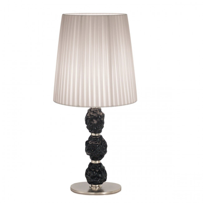 Настольная лампа IDL Charme 601/1LG pure steel with black Murano glass / ivory plisse Настольная лампа IDL Charme 601/1LG pure steel with black Murano glass / ivory plisse