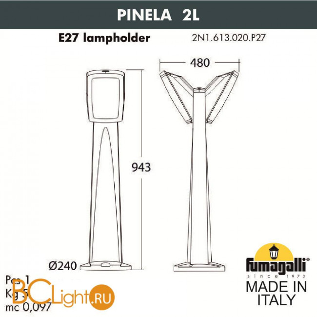 Садово-парковый фонарь Fumagalli Germana 2N1.613.020.AYF1R Садово-парковый фонарь Fumagalli Germana 2N1.613.020.AYF1R
