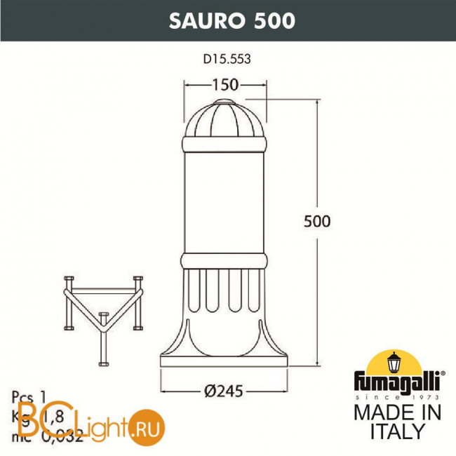 Садово-парковый фонарь Fumagalli Sauro D15.553.000.AYE27 Садово-парковый фонарь Fumagalli Sauro D15.553.000.AYE27