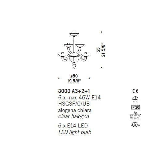 Бра De Majo 8000 A3+2+1 080000A06 Бра De Majo 8000 A3+2+1 080000A06