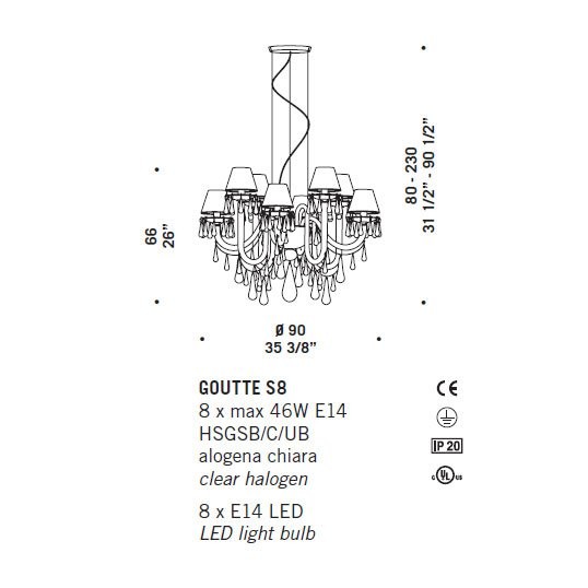 Люстра De Majo GOUTTE S8 0GOUT0S40 Люстра De Majo GOUTTE S8 0GOUT0S40