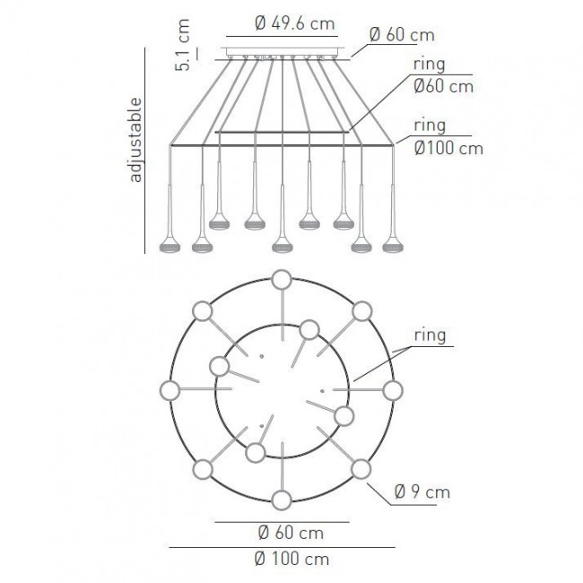 Подвесной светильник Axo Light Fairy SP FAIR 12 + ANELLO FAIRY 060&100 Подвесной светильник Axo Light Fairy SP FAIR 12 + ANELLO FAIRY 060&100