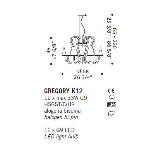 Люстра De Majo GREGORY K12 0GREG0K35 Люстра De Majo GREGORY K12 0GREG0K35