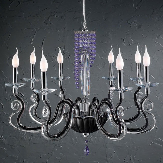 Люстра Euroluce Venice Superlux L8 silver black blue violet Люстра Euroluce Venice Superlux L8 silver black blue violet