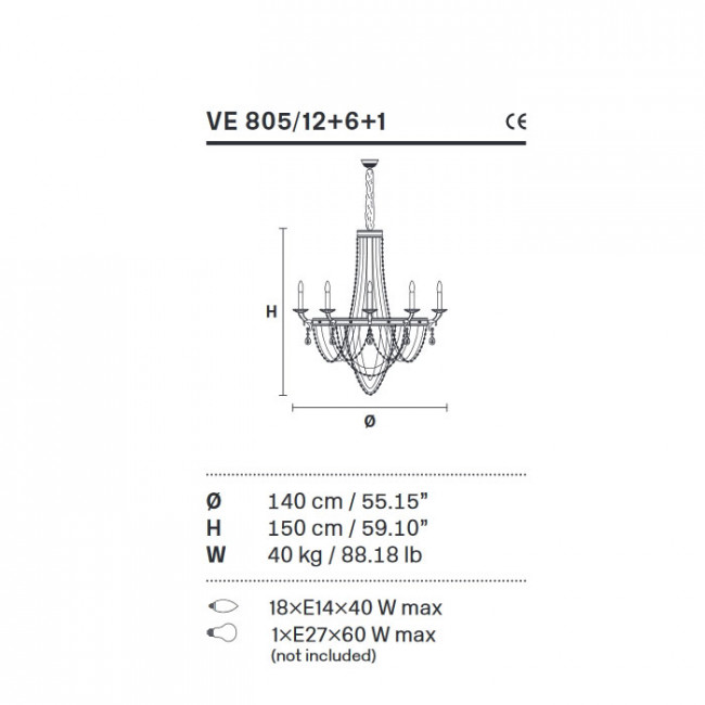 Люстра Masiero Impero & Deco VE 805/12+6+1 G06 Cut