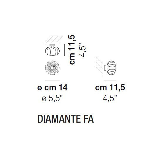 Настенно-потолочный светильник Vistosi Diamante FA AM NI Настенно-потолочный светильник Vistosi Diamante FA AM NI
