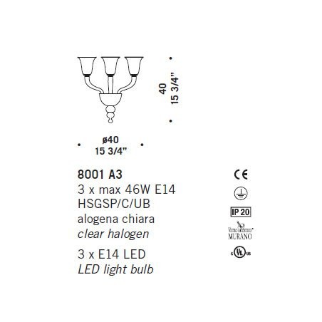 Бра De Majo 8001 A3 080010A30 Бра De Majo 8001 A3 080010A30