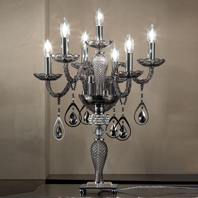 Настольная лампа Euroluce Toochic F6+1L Silver Fume Настольная лампа Euroluce Toochic F6+1L Silver Fume