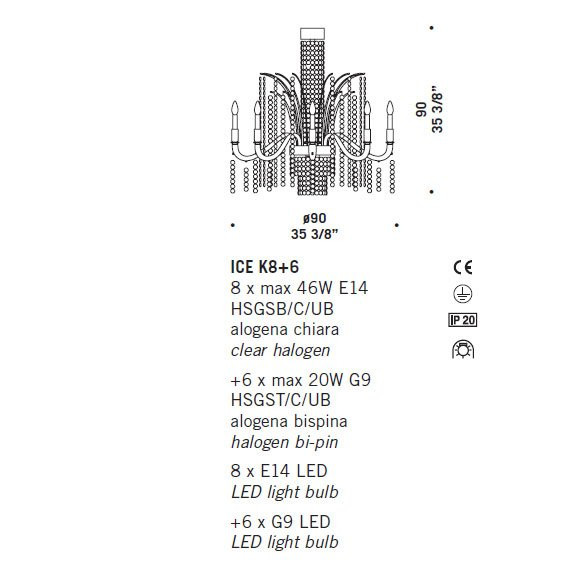 Люстра De Majo ICE K8+6 0ICE00K13 Люстра De Majo ICE K8+6 0ICE00K13
