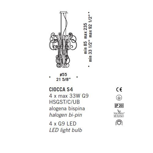 Подвесной светильник De Majo CIOCCA S4 0CIOC0S13 Подвесной светильник De Majo CIOCCA S4 0CIOC0S13