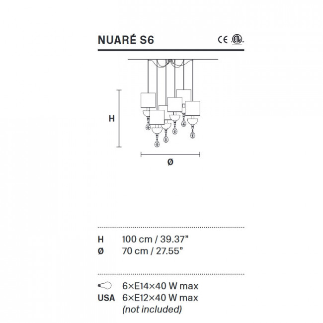 Подвесной светильник Masiero Nuaré S6 G08