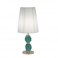 Настольная лампа IDL Charme 601/1LM pure steel with green Murano glass / white plisse Настольная лампа IDL Charme 601/1LM pure steel with green Murano glass / white plisse