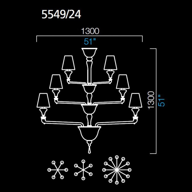 Люстра Barovier&Toso Nevada 5549/24/CC/BB