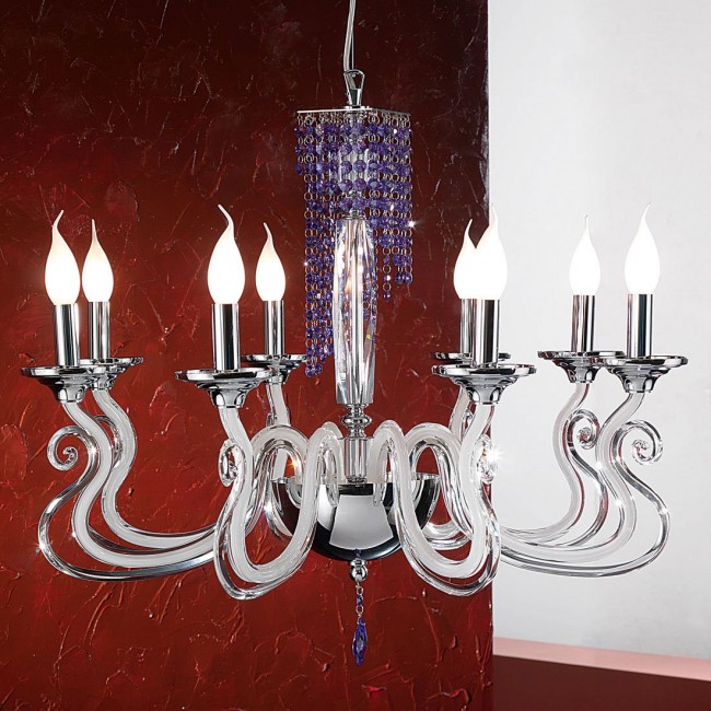 Люстра Euroluce Venice Superlux L8 silver white blue violet Люстра Euroluce Venice Superlux L8 silver white blue violet