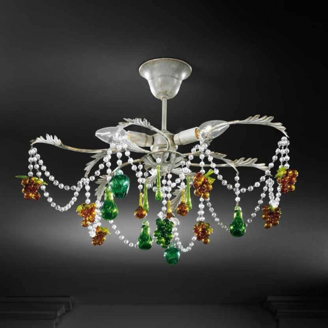 Потолочная люстра Beby Group Fruit 108/3 White Leather 01 multi murano Потолочная люстра Beby Group Fruit 108/3 White Leather 01 multi murano