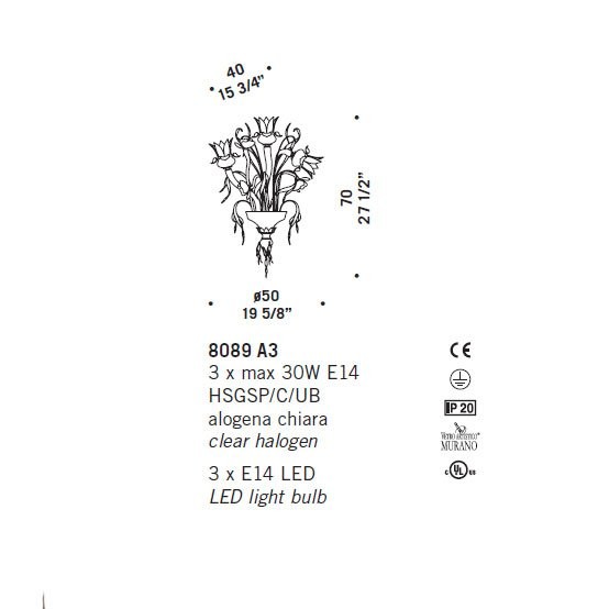 Бра De Majo 8089 A3 080890A30 Бра De Majo 8089 A3 080890A30