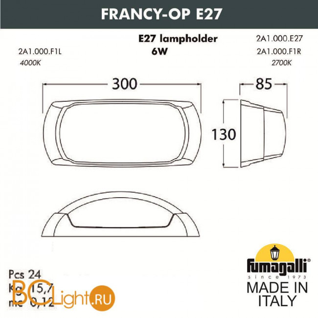 Уличный настенный светильник Fumagalli Francy 2A1.000.000.AYF1R