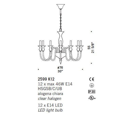 Люстра De Majo 2599 K12 025990K12 cristallo Люстра De Majo 2599 K12 025990K12 cristallo