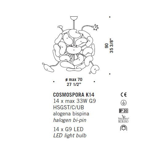 Подвесной светильник De Majo COSMOSPORA K14 0COSM0K-14 Подвесной светильник De Majo COSMOSPORA K14 0COSM0K-14