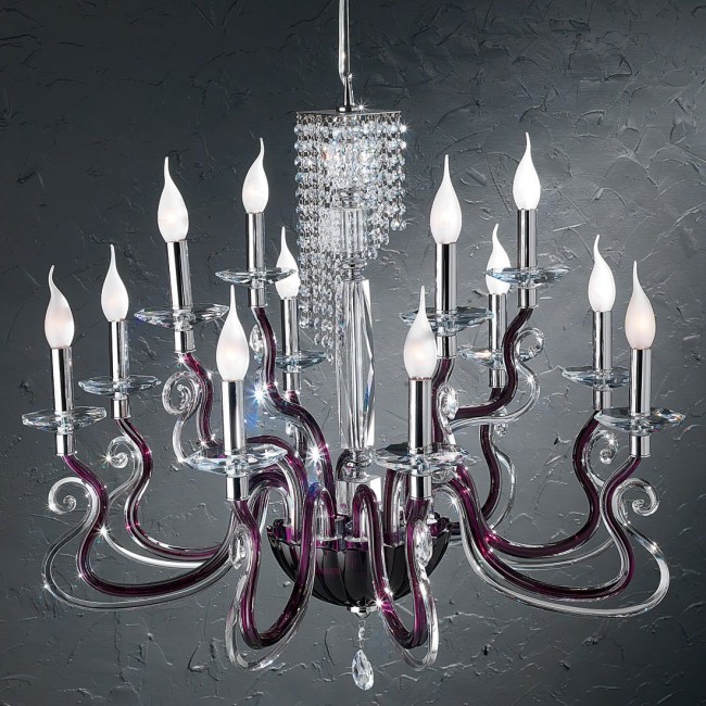 Люстра Euroluce Venice Superlux L8+4 silver ametist Scholer Люстра Euroluce Venice Superlux L8+4 silver ametist Scholer