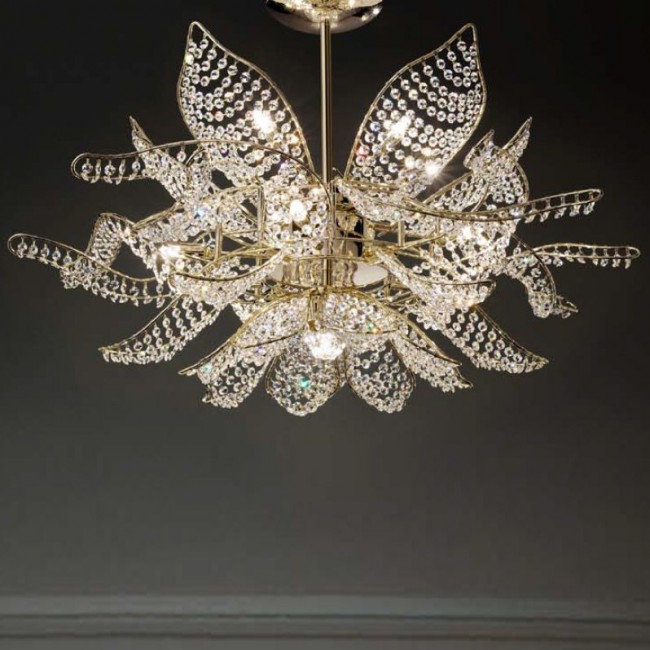 Потолочный светильник IDL Ninfea 436/10+1PF Gold / transparent crystals Потолочный светильник IDL Ninfea 436/10+1PF Gold / transparent crystals