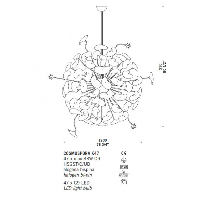 Подвесной светильник De Majo COSMOSPORA K47 0COSM0K-47 Подвесной светильник De Majo COSMOSPORA K47 0COSM0K-47