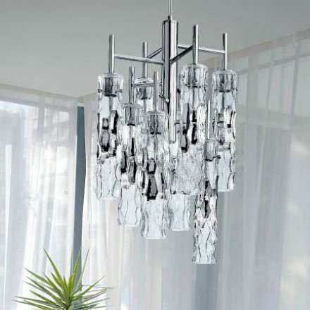 Люстра IDL Bamboo 423/8 chrome / Murano glass with chrome plated band Люстра IDL Bamboo 423/8 chrome / Murano glass with chrome plated band