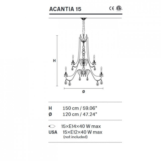 Люстра Masiero Acantia 15 G03+F01 Cut Люстра Masiero Acantia 15 G03+F01 Cut