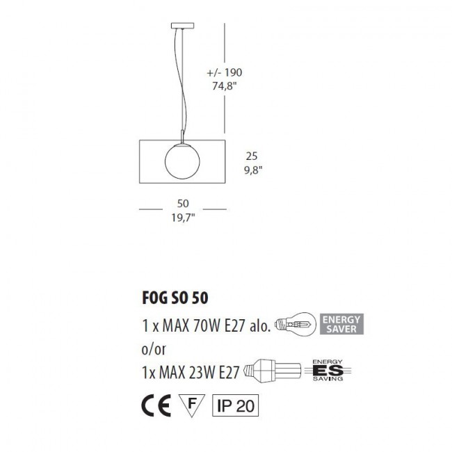 Подвесной светильник Morosini Fog SO 50 0200SO08NOIN Подвесной светильник Morosini Fog SO 50 0200SO08NOIN
