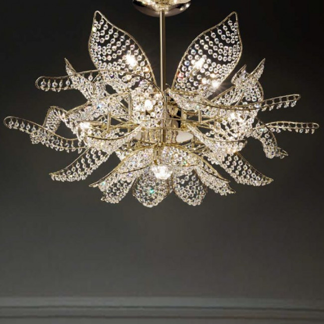 Потолочный светильник IDL Ninfea 436/10+1PF Gold / white Murano glass pearls Потолочный светильник IDL Ninfea 436/10+1PF Gold / white Murano glass pearls