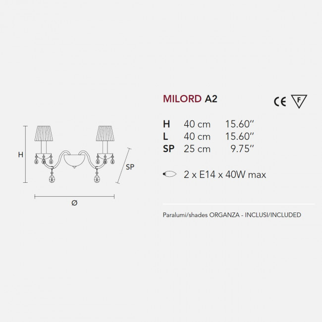 Бра Masiero Milord A2 VV White / ORG/12/WH