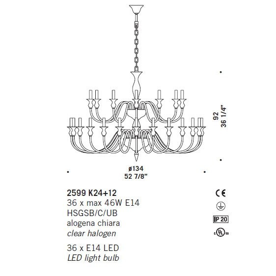 Люстра De Majo 2599 K24+12 025990K36 amber Люстра De Majo 2599 K24+12 025990K36 amber