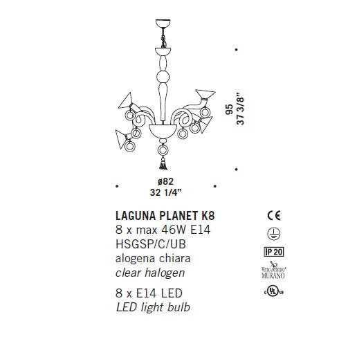 Люстра De Majo LAGUNA PLANET K8 0LAGU0K09 Люстра De Majo LAGUNA PLANET K8 0LAGU0K09
