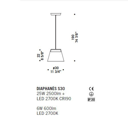 Подвесной светильник De Majo DIAPHANES S30 ED 0DIAP0S30 Подвесной светильник De Majo DIAPHANES S30 ED 0DIAP0S30