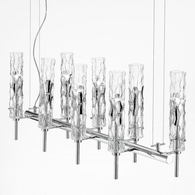 Люстра IDL Bamboo 496/8 chrome / Murano Glass with chrome plated band Люстра IDL Bamboo 496/8 chrome / Murano Glass with chrome plated band