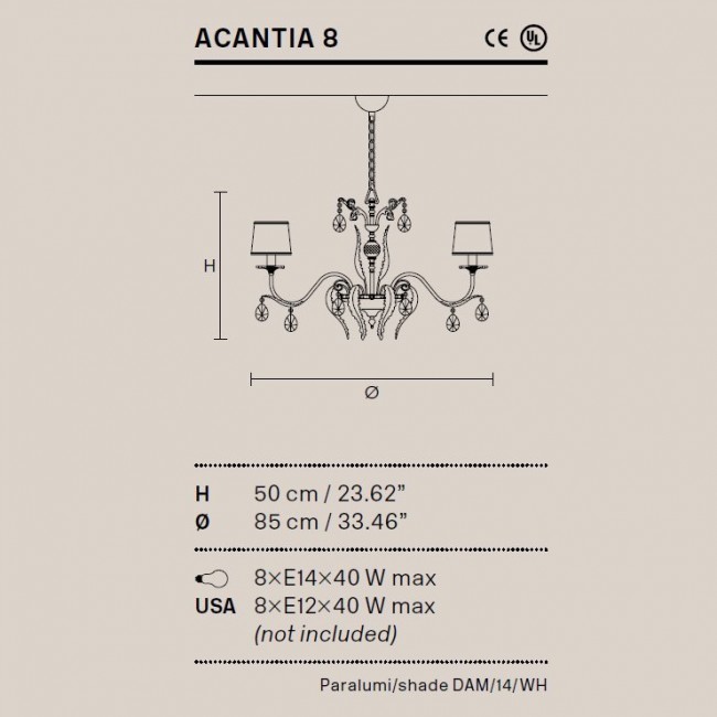 Люстра Masiero Acantia 8 G03 / DAM/14/WH Cut crystal Люстра Masiero Acantia 8 G03 / DAM/14/WH Cut crystal