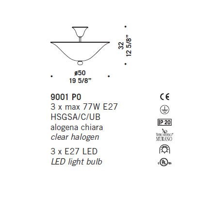 Потолочный светильник De Majo 9001 P0 090010P00 Потолочный светильник De Majo 9001 P0 090010P00
