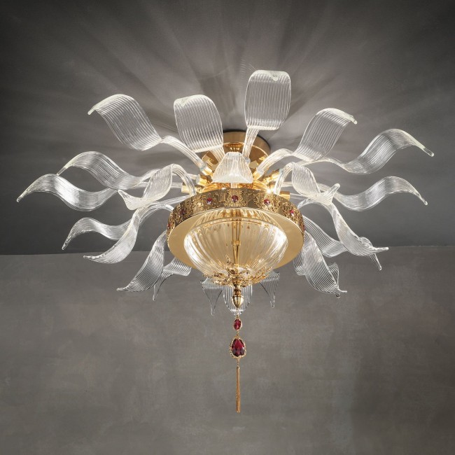 Потолочный светильник Euroluce Julienne PL8 Gold Clear Потолочный светильник Euroluce Julienne PL8 Gold Clear