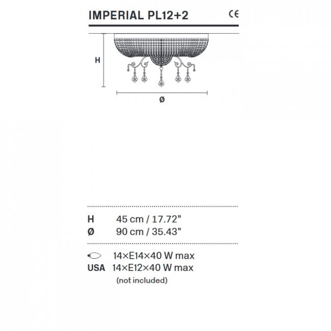 Потолочный светильник Masiero Imperial PL12+2 G03 Cut Потолочный светильник Masiero Imperial PL12+2 G03 Cut