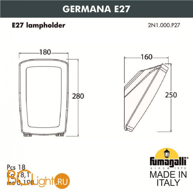 Уличный настенный светильник Fumagalli Germana 2N1.000.000.AYF1R Уличный настенный светильник Fumagalli Germana 2N1.000.000.AYF1R