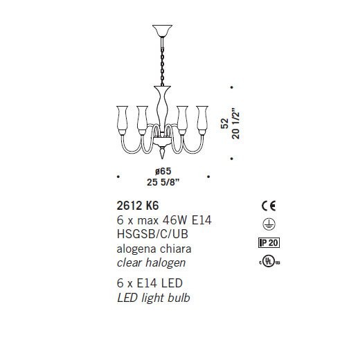 Люстра De Majo 2612 K6 026120K06 cristallo Люстра De Majo 2612 K6 026120K06 cristallo