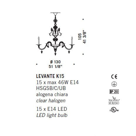 Люстра De Majo LEVANTE K15 0LEVA0K16 Люстра De Majo LEVANTE K15 0LEVA0K16