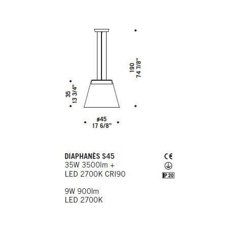 Подвесной светильник De Majo DIAPHANES S45 ED 0DIAP0S45 Подвесной светильник De Majo DIAPHANES S45 ED 0DIAP0S45