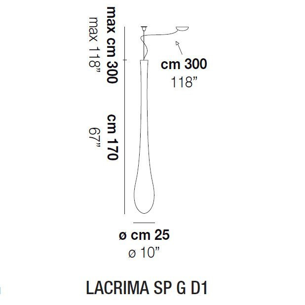 Подвесной светильник Vistosi Lacrima SP G D1 E27 BC NI Подвесной светильник Vistosi Lacrima SP G D1 E27 BC NI