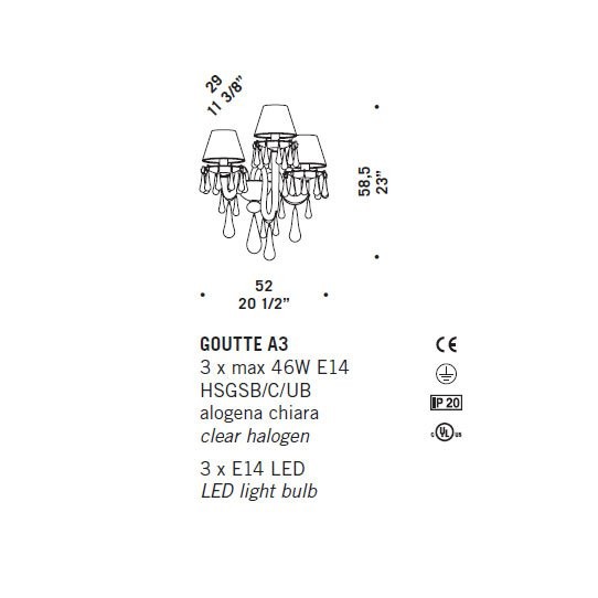 Бра De Majo GOUTTE A3 0GOUT0A31 Бра De Majo GOUTTE A3 0GOUT0A31