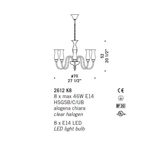 Люстра De Majo 2612 K8 026120K08 amber Люстра De Majo 2612 K8 026120K08 amber