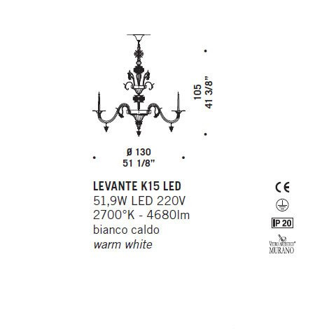 Люстра De Majo LEVANTE K15 LED 0LEVA0K15 Люстра De Majo LEVANTE K15 LED 0LEVA0K15